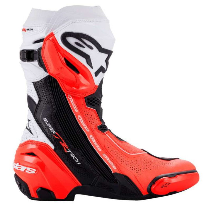 Motorcycle boots Alpinestars SUPERTECH R VENTED Black White Red Fluo