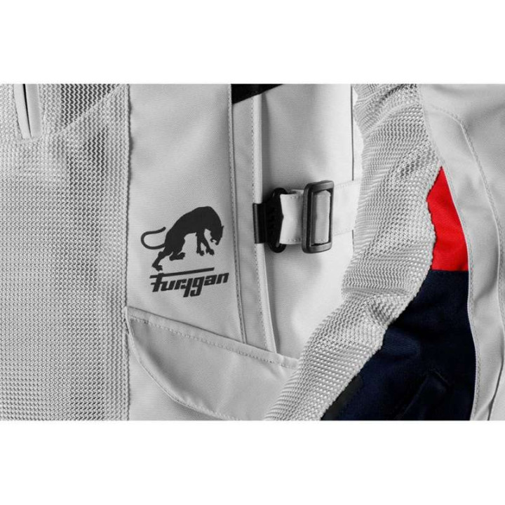 Blouson moto Furygan BROOKS VENTED + Bleu/Pearl/Rouge