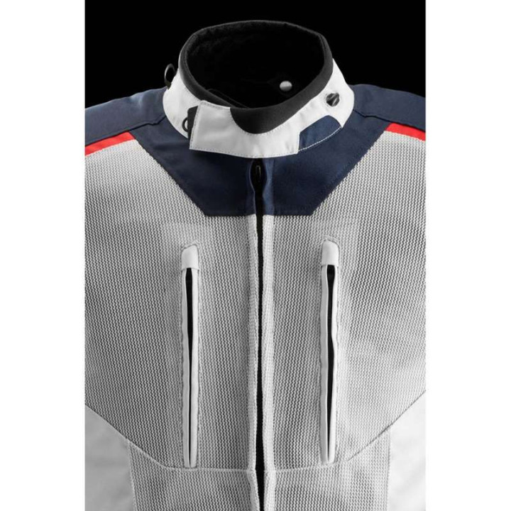 Blouson moto Furygan BROOKS VENTED + Bleu/Pearl/Rouge