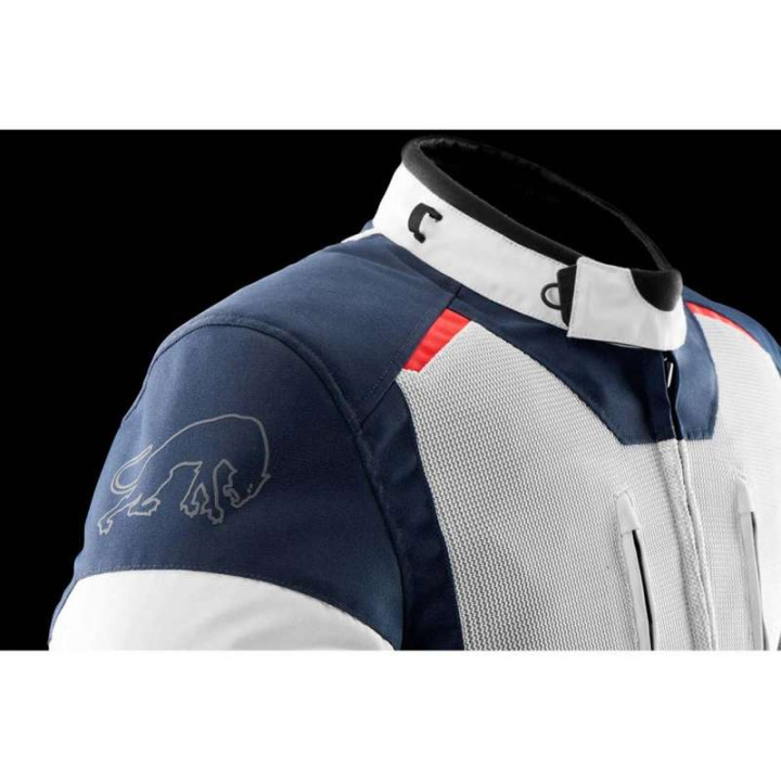 Blouson moto Furygan BROOKS VENTED + Bleu/Pearl/Rouge