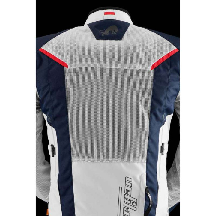 Blouson moto Furygan BROOKS VENTED + Bleu/Pearl/Rouge
