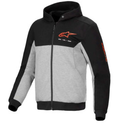 Motorcycle sweatshirt Alpinestars CHROME V2 SPORT HOODIE Black Gray Heather Red Fluo