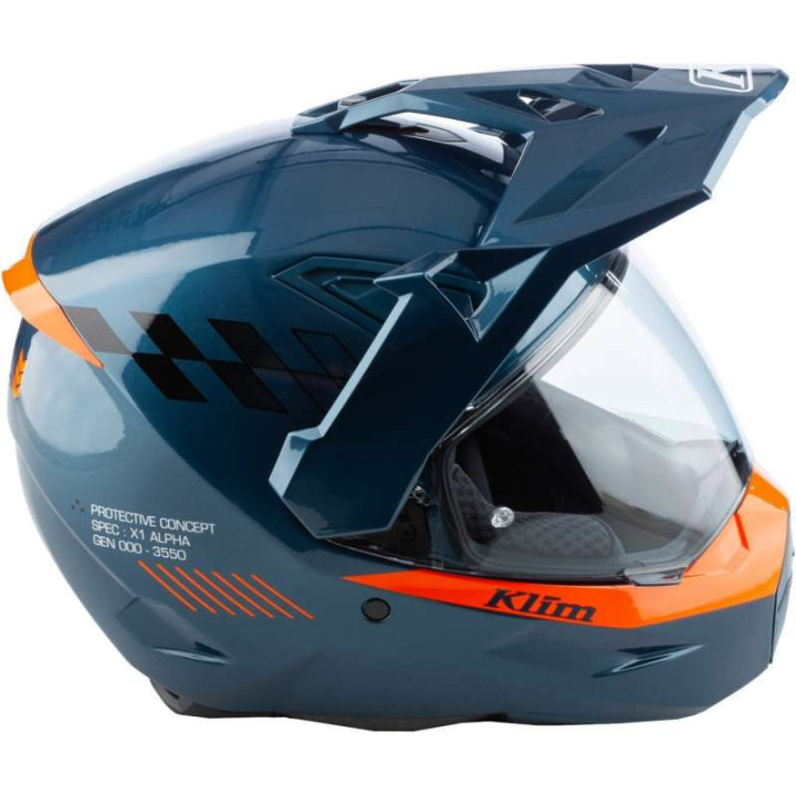 Casque Klim X1 ALPHA Gloss Concept Petrol / Strike Orange