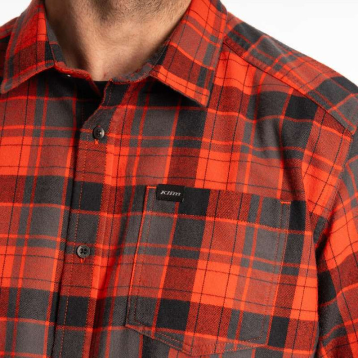 KLIM COTTONWOOD MIDWEIGHT FLANNEL Fiery Red / Black shirt