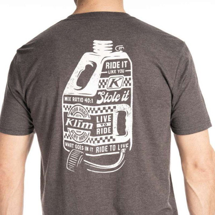 Klim LIVE TO RIDE TRI-BLEND Heathered Charcoal / White T-shirt
