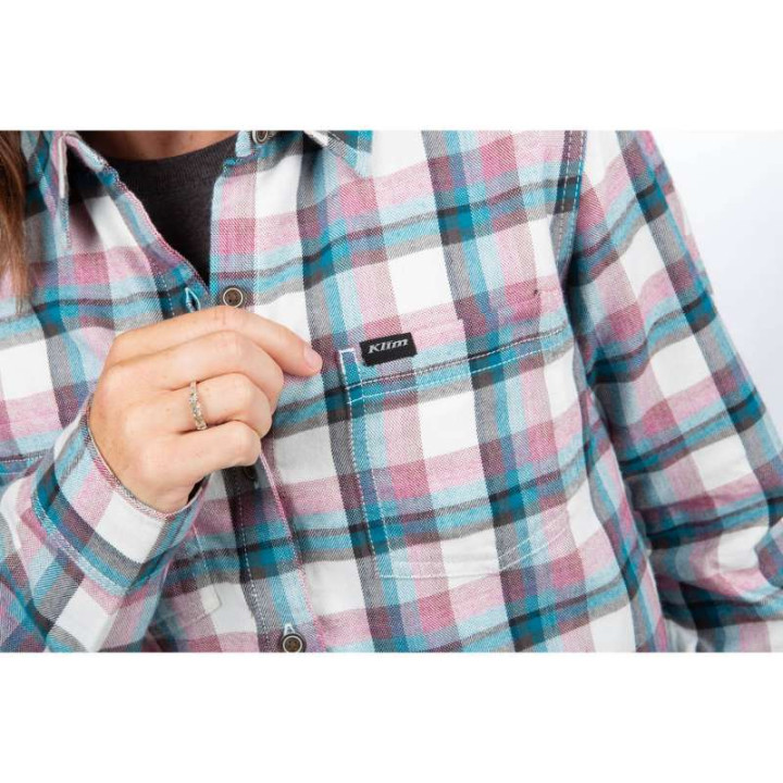 Shirt KLIM SUNLIGHT TRAIL MIDWEIGHT FLANNEL Snow White / Raspberry Radiance