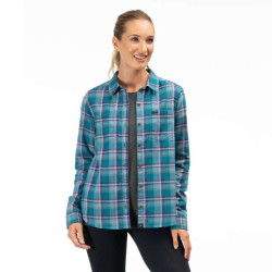 Women's shirt KLIM SUNLIGHT TRAIL MIDWEIGHT FLANNEL Deep Lagoon / Raspberry Radiance