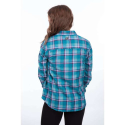 Chemise femme KLIM SUNLIGHT TRAIL MIDWEIGHT FLANNEL Deep Lagoon / Raspberry Radiance 2