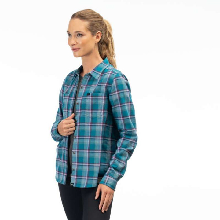 Women's shirt KLIM SUNLIGHT TRAIL MIDWEIGHT FLANNEL Deep Lagoon / Raspberry Radiance