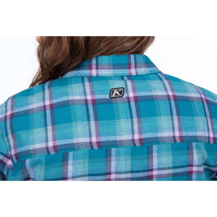 Women's shirt KLIM SUNLIGHT TRAIL MIDWEIGHT FLANNEL Deep Lagoon / Raspberry Radiance