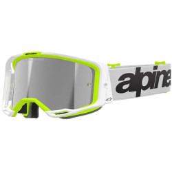 Masque cross Alpinestars VISION 8 WORDMARK White/Yellow - Mirror Silver