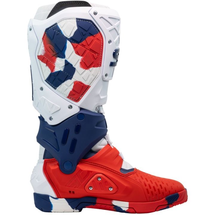 Bottes moto tout terrain Sidi 2026 Crossair X - Blanc Bleu Rouge