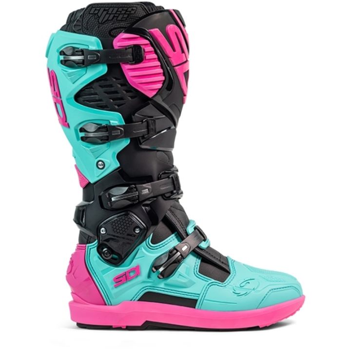 Bottes moto tout terrain Sidi 2026 Crossfire 3 SRS - Noir Menthe Rose