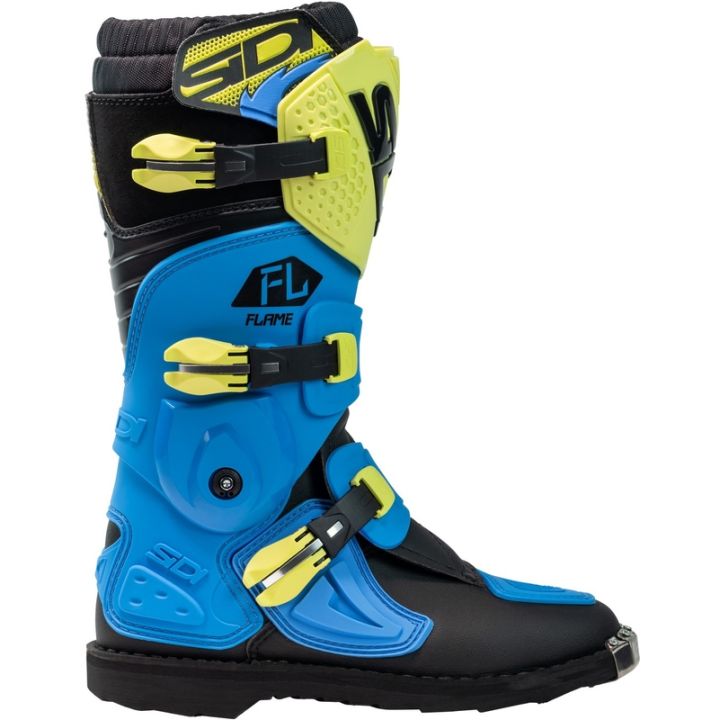 Bottes moto tout terrain enfant Sidi 2026 Flame - Bleu & Jaune