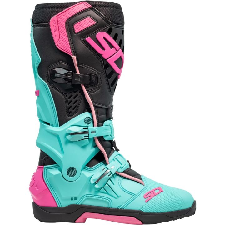Bottes moto tout terrain Sidi 2026 Crossair - Noir Menthe Rose