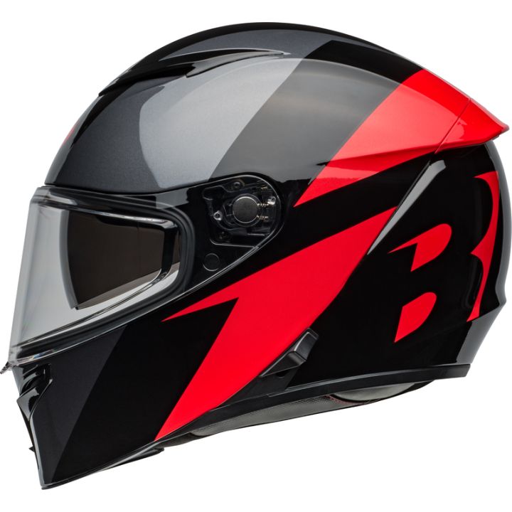 Casque moto Bell Lithium SHEAR - Gris Métallique Rouge