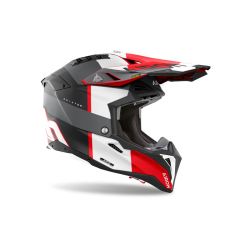 Casque moto cross AirohAviator 3 Monarch - Gris Rouge Blanc 2