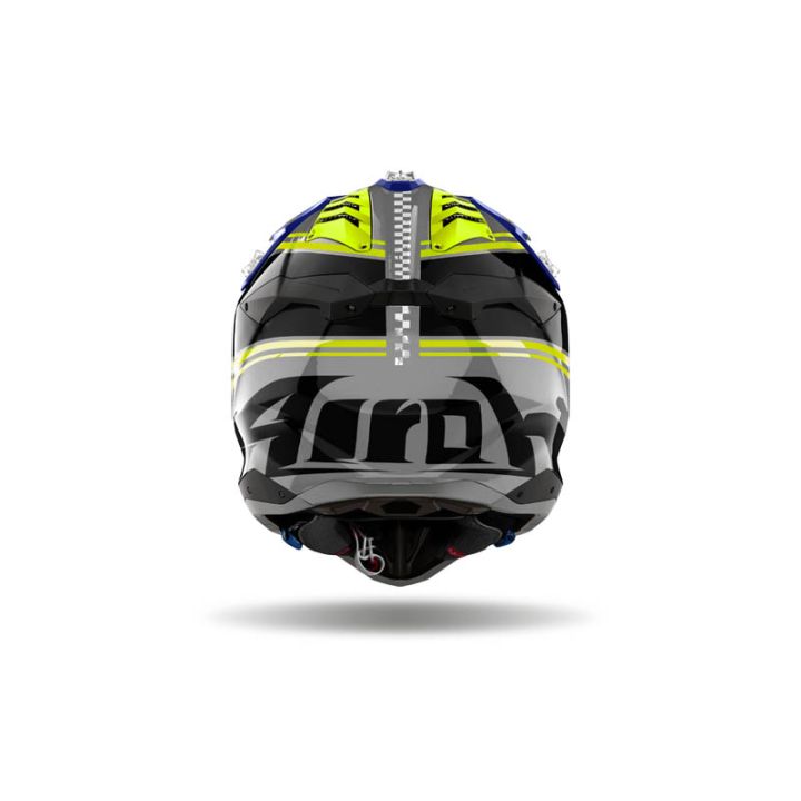 Casque moto cross AirohAviator 3 Monarch - Bleu Jaune
