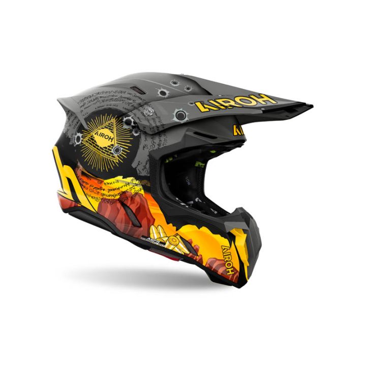 Casque moto cross AirohTwist 3 Adventure - Gris Jaune