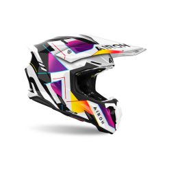 Casque moto cross AirohTwist 3 Rainbow - Blanc Violet Noir 2