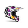 Casque moto cross AirohTwist 3 Rainbow - Blanc Violet Noir