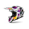 Casque moto cross AirohTwist 3 Rainbow - Blanc Violet Noir
