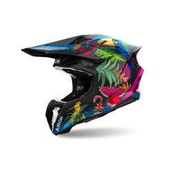 Casque moto cross AirohTwist 3 Amazonia - Bleu Noir Rouge Vert