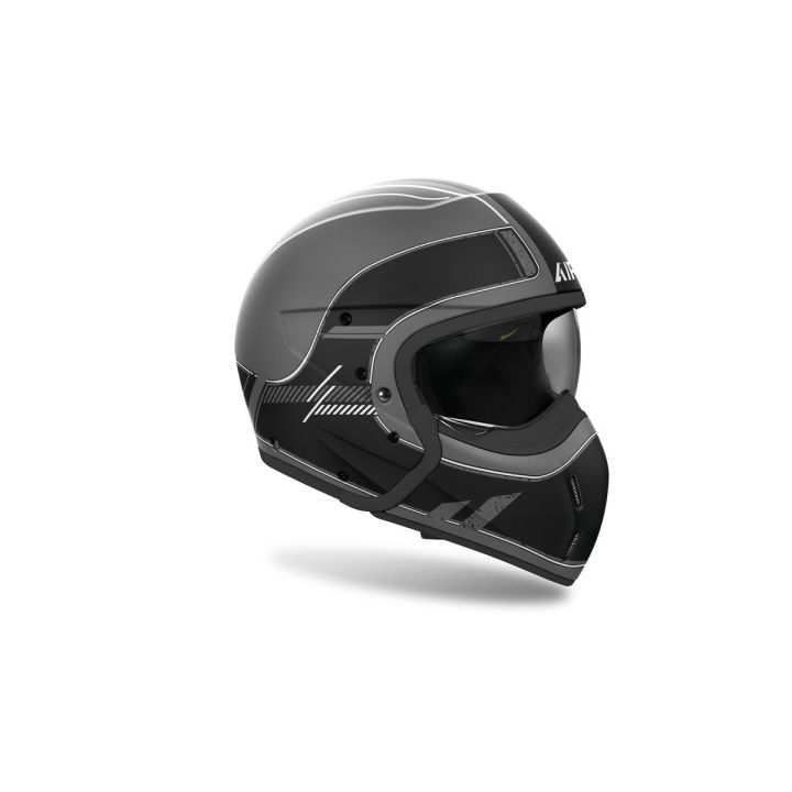 Casque moto modulable AirohJ 110 Raster - Noir Gris