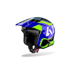 Casque moto jet AirohTRR II Jupiter - Bleu Jaune