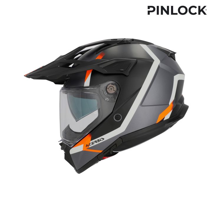 Casque moto trail Acerbis ATTACK - NOIR et ORANGE FLUO