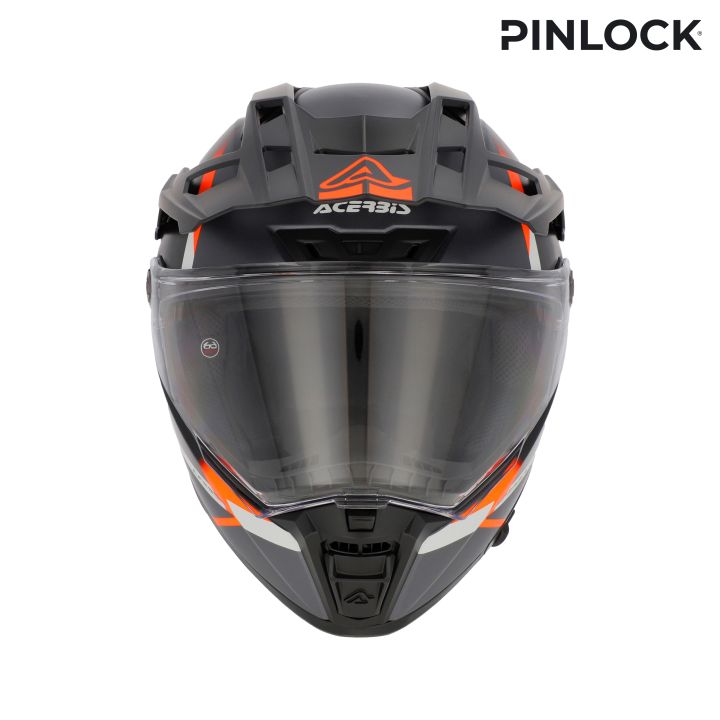 Casque moto trail Acerbis ATTACK - NOIR et ORANGE FLUO