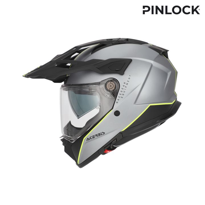 Casque moto trail Acerbis ATTACK - GRIS et JAUNE