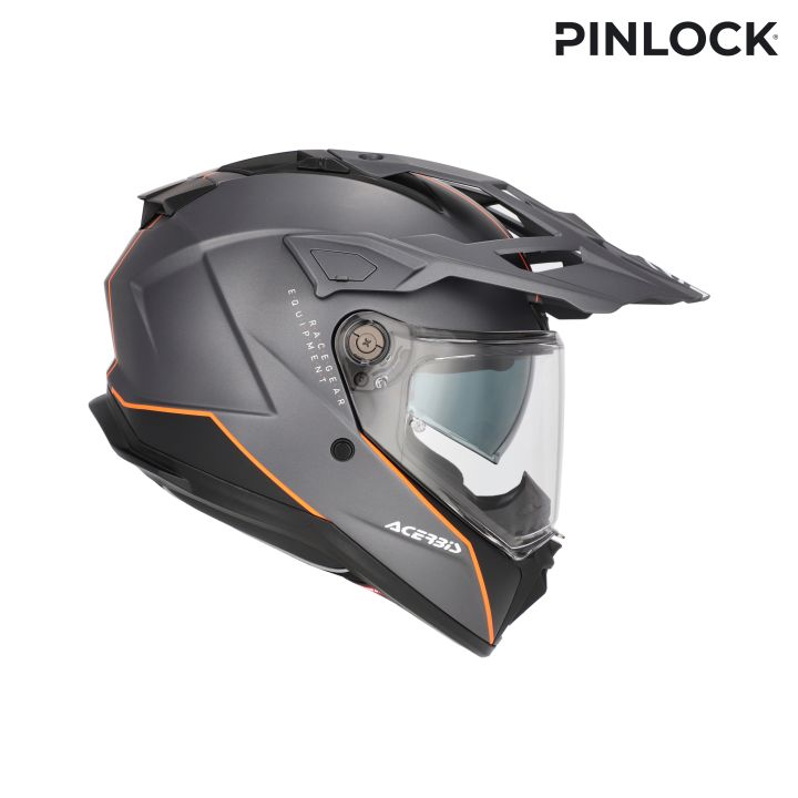 Casque moto trail Acerbis ATTACK - GRIS et ORANGE
