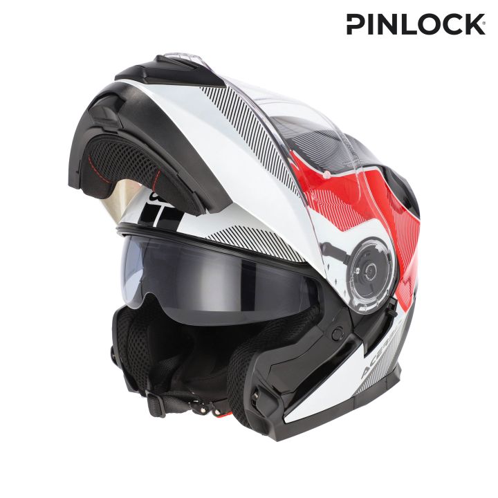 Casque moto Modulable Acerbis SEREL - BLANC et ROUGE