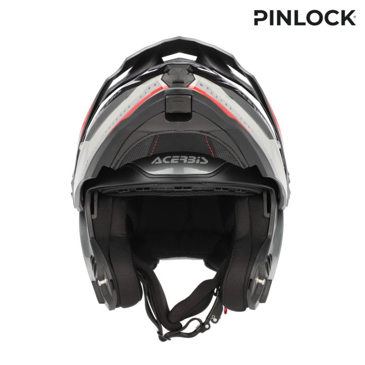 Casque moto modulable Acerbis RIDER - GRIS et ROUGE