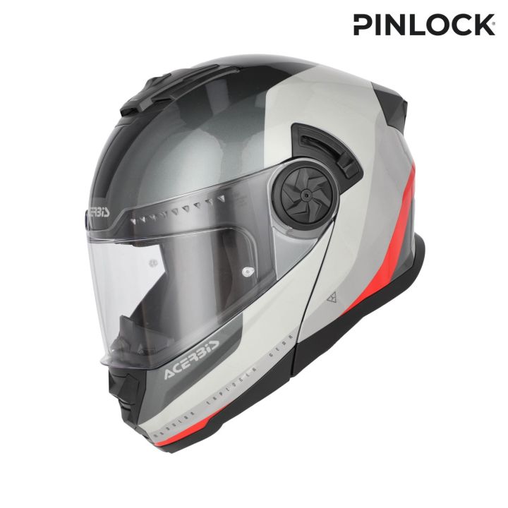 Casque moto modulable Acerbis RIDER - GRIS et ROUGE