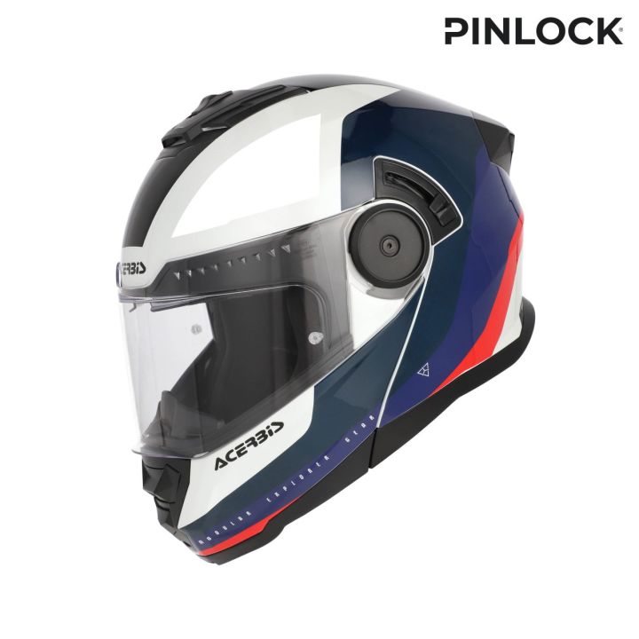 Casque moto modulable Acerbis RIDER - BLANC et BLEU et ROUGE