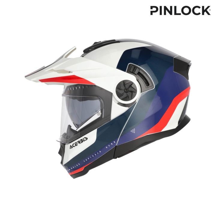 Casque moto modulable Acerbis RIDER - BLANC et BLEU et ROUGE