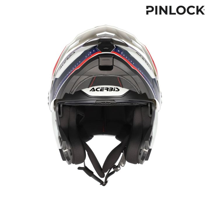 Casque moto modulable Acerbis RIDER - BLANC et BLEU et ROUGE