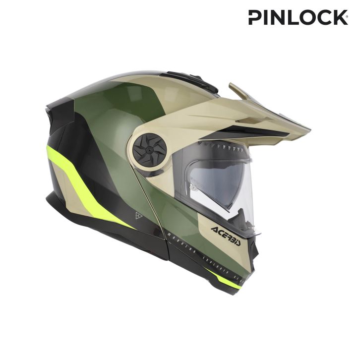 Casque moto modulable Acerbis RIDER - VERT et BRUN