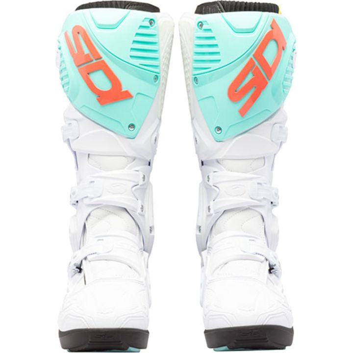 Bottes moto tout terrain Sidi Crossfire 3 SRS Blanc Cyan Corail
