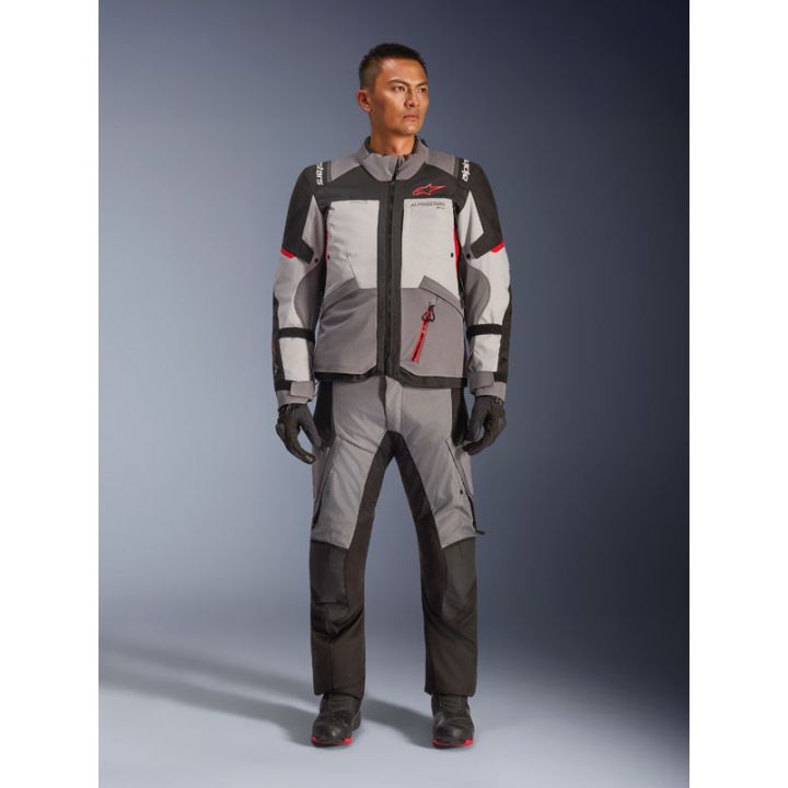 Veste Alpinestars Andes V4 Drystar - Gris foncé Bleu Ice Gris Rouge Bright