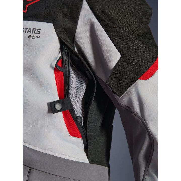 Veste Alpinestars Andes V4 Drystar - Gris foncé Bleu Ice Gris Rouge Bright