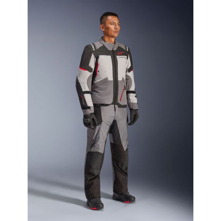 Veste Alpinestars Andes V4 Drystar - Gris foncé Bleu Ice Gris Rouge Bright