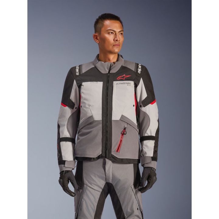Veste Alpinestars Andes V4 Drystar - Gris foncé Bleu Ice Gris Rouge Bright