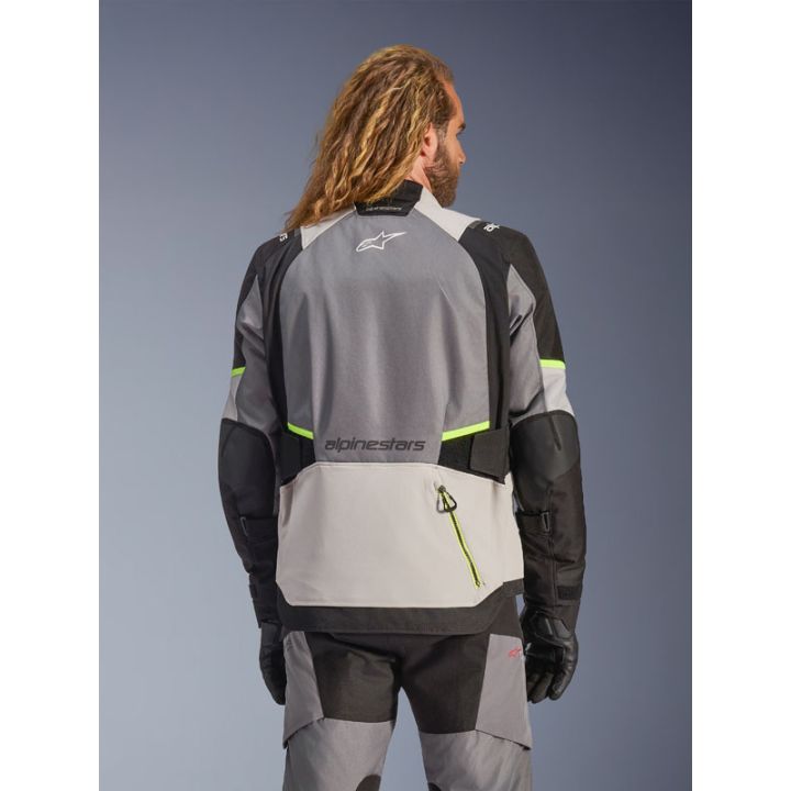 Veste Alpinestars Andes V4 Drystar - Gris foncé Bleu Ice Gris Jaune Fluo