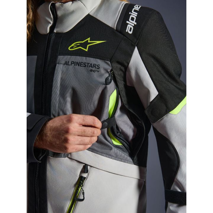 Veste Alpinestars Andes V4 Drystar - Gris foncé Bleu Ice Gris Jaune Fluo