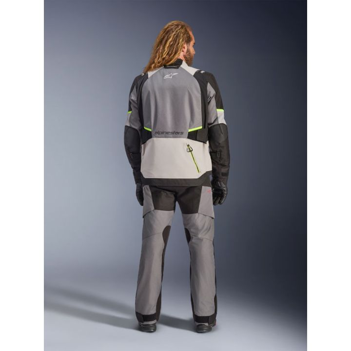 Veste Alpinestars Andes V4 Drystar - Gris foncé Bleu Ice Gris Jaune Fluo