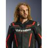 Blouson cuir Alpinestars GP Force V2 - Noir Rouge Fluo