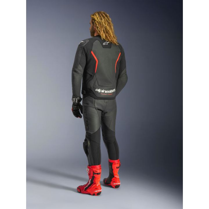 Blouson cuir Alpinestars GP Force V2 - Noir Rouge Fluo